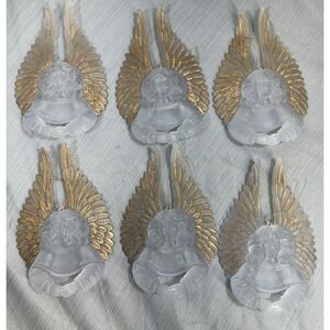 Vintage Frosted Acrylic Christmas Ornament Angel  Angels Set Of 6